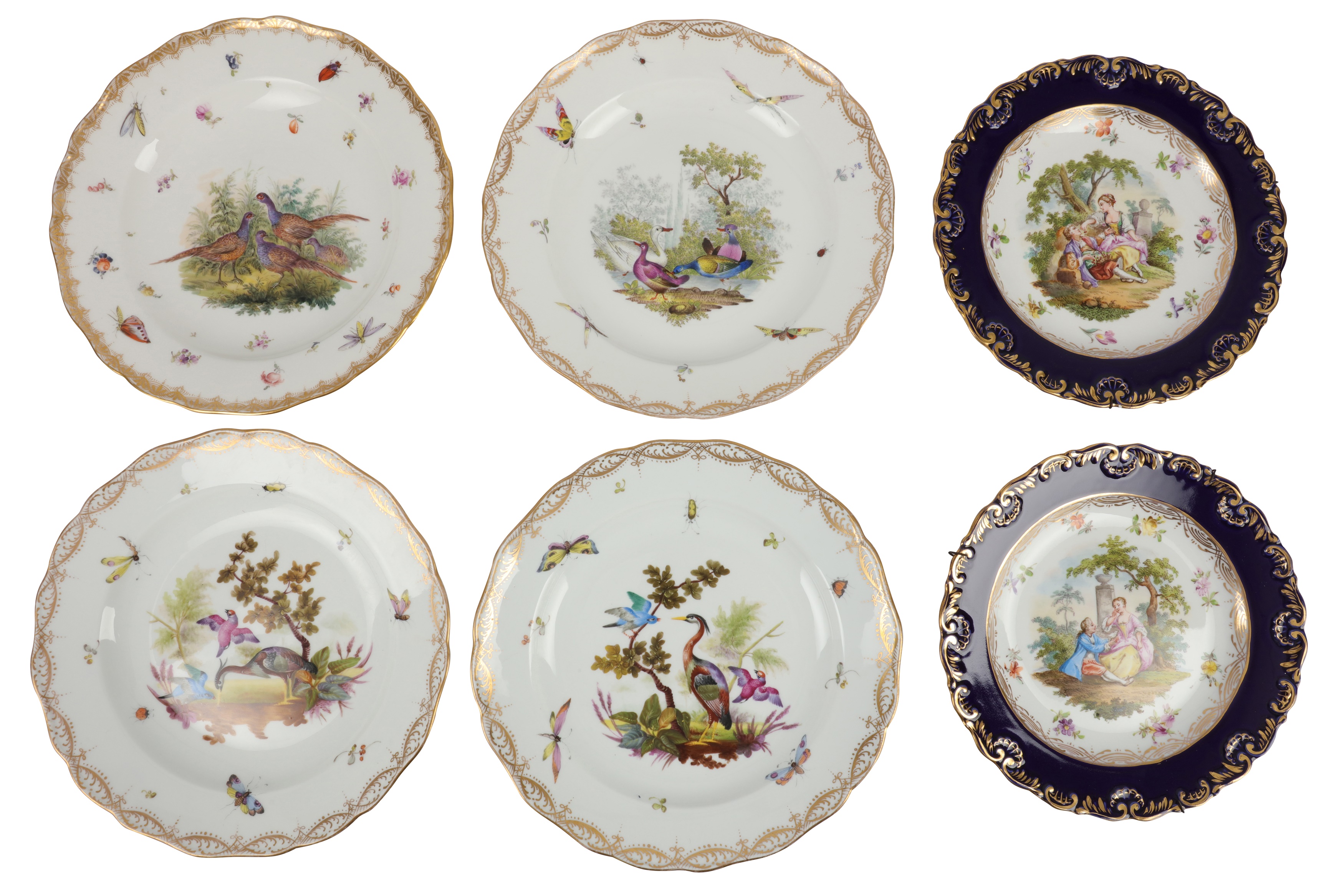 A group of six Meissen cabinet plates