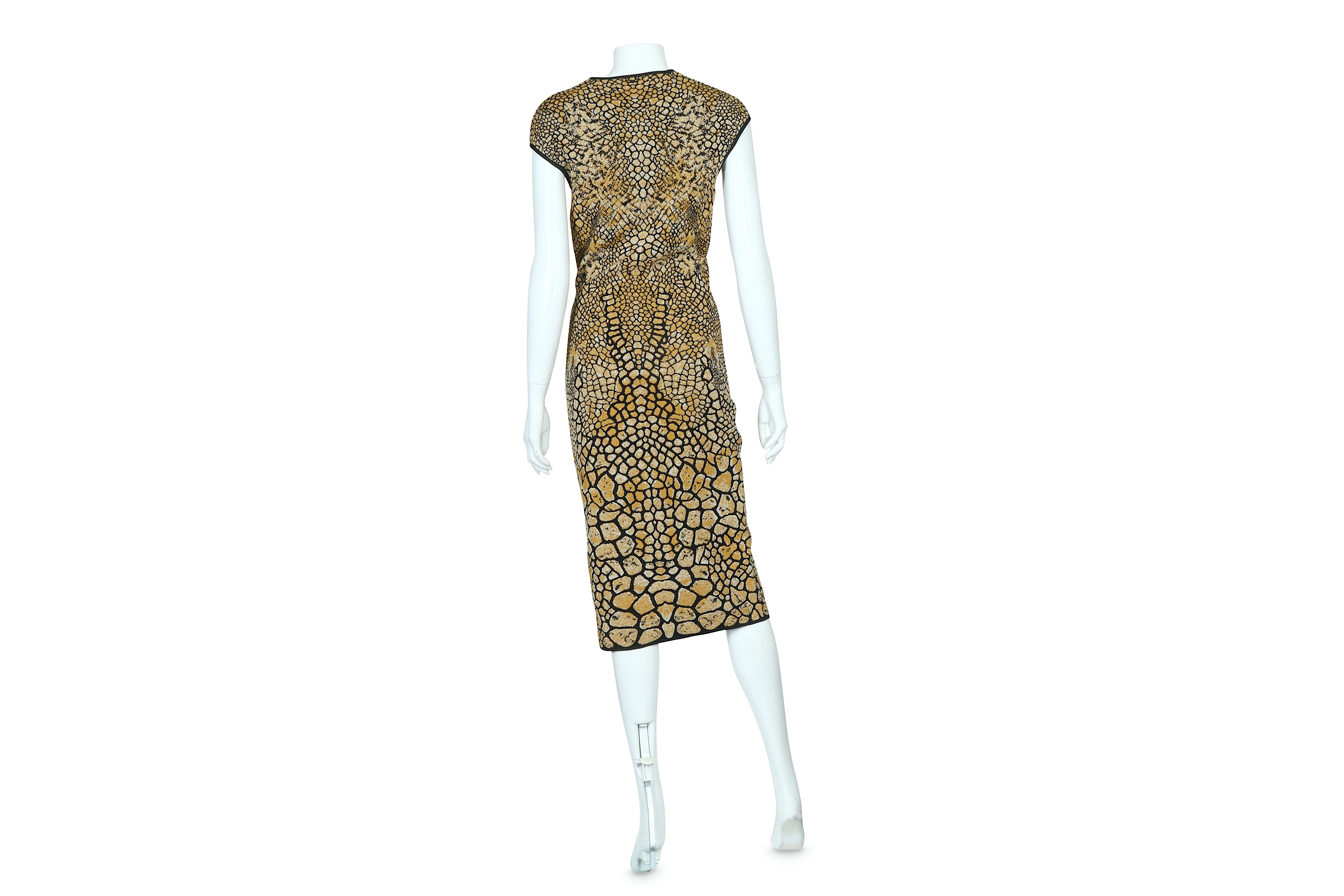 Alexander McQueen Stretch Knit Black and Gold Dress - Image 3 of 4