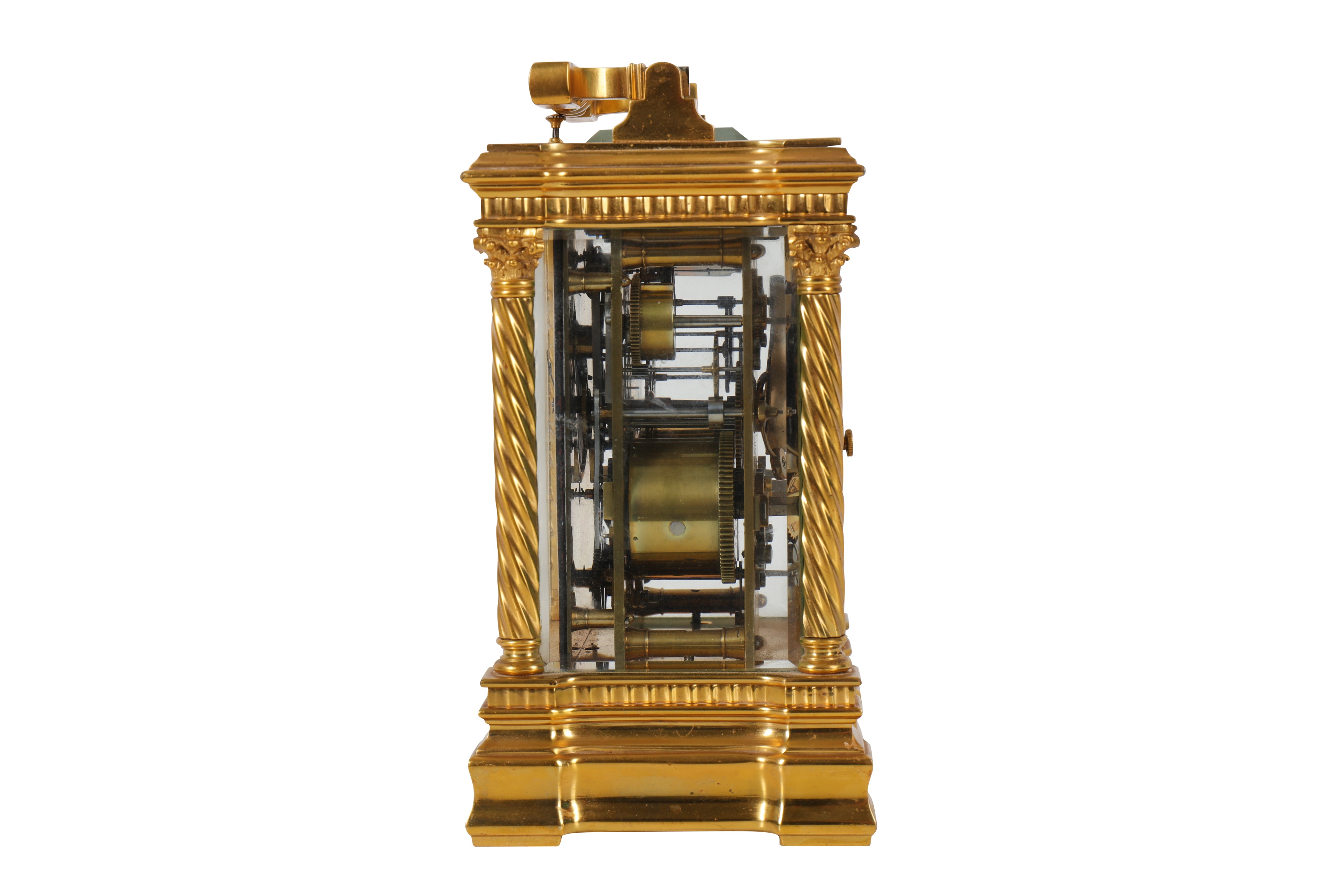 A FINE LATE 19TH CENTURY FRENCH GILT BRONZE CARRIAGE CLOCK WITH ALARM AND REPEAT - Image 3 of 5