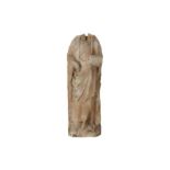 A 15TH CENTURY ENGLISH NOTTINGHAM ALABASTER RELIEF FIGURE OF A FEMALE SAINT