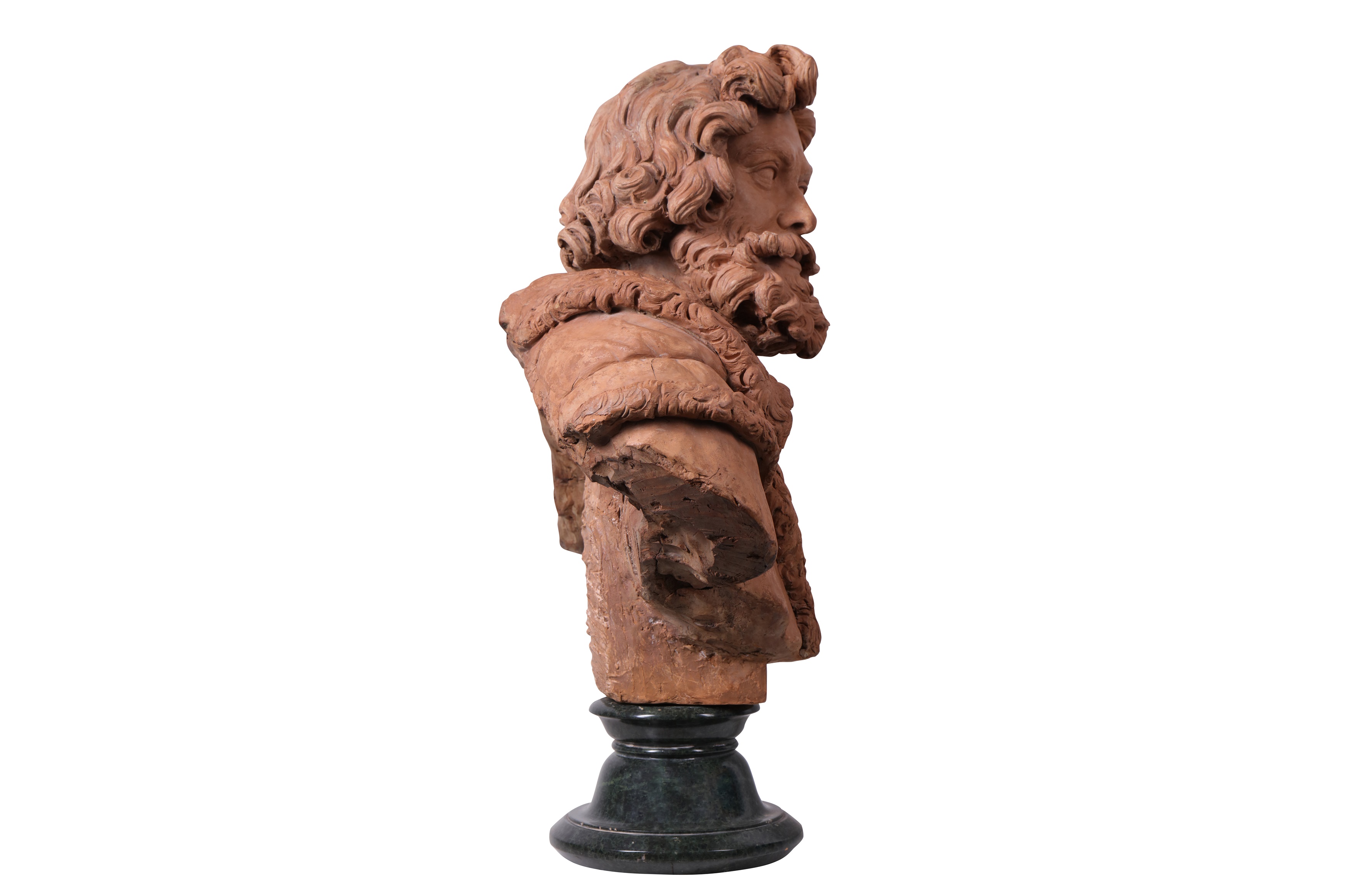 A LATE 17TH / EARLY 18TH CENTURY SOUTH NETHERLANDISH TERRACOTTA BUST OF A BEARDED MAN - Image 2 of 4