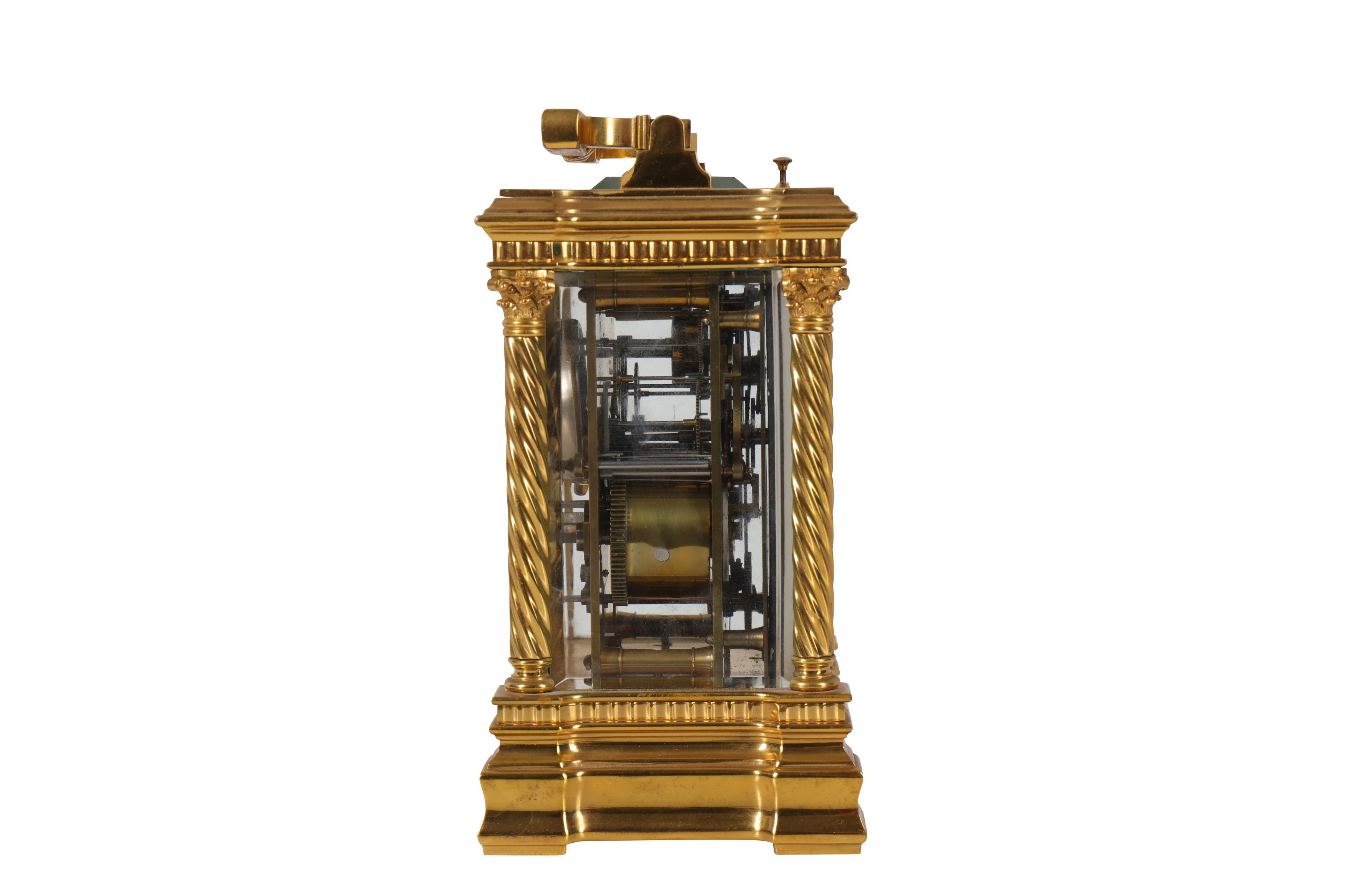 A FINE LATE 19TH CENTURY FRENCH GILT BRONZE CARRIAGE CLOCK WITH ALARM AND REPEAT - Image 2 of 5