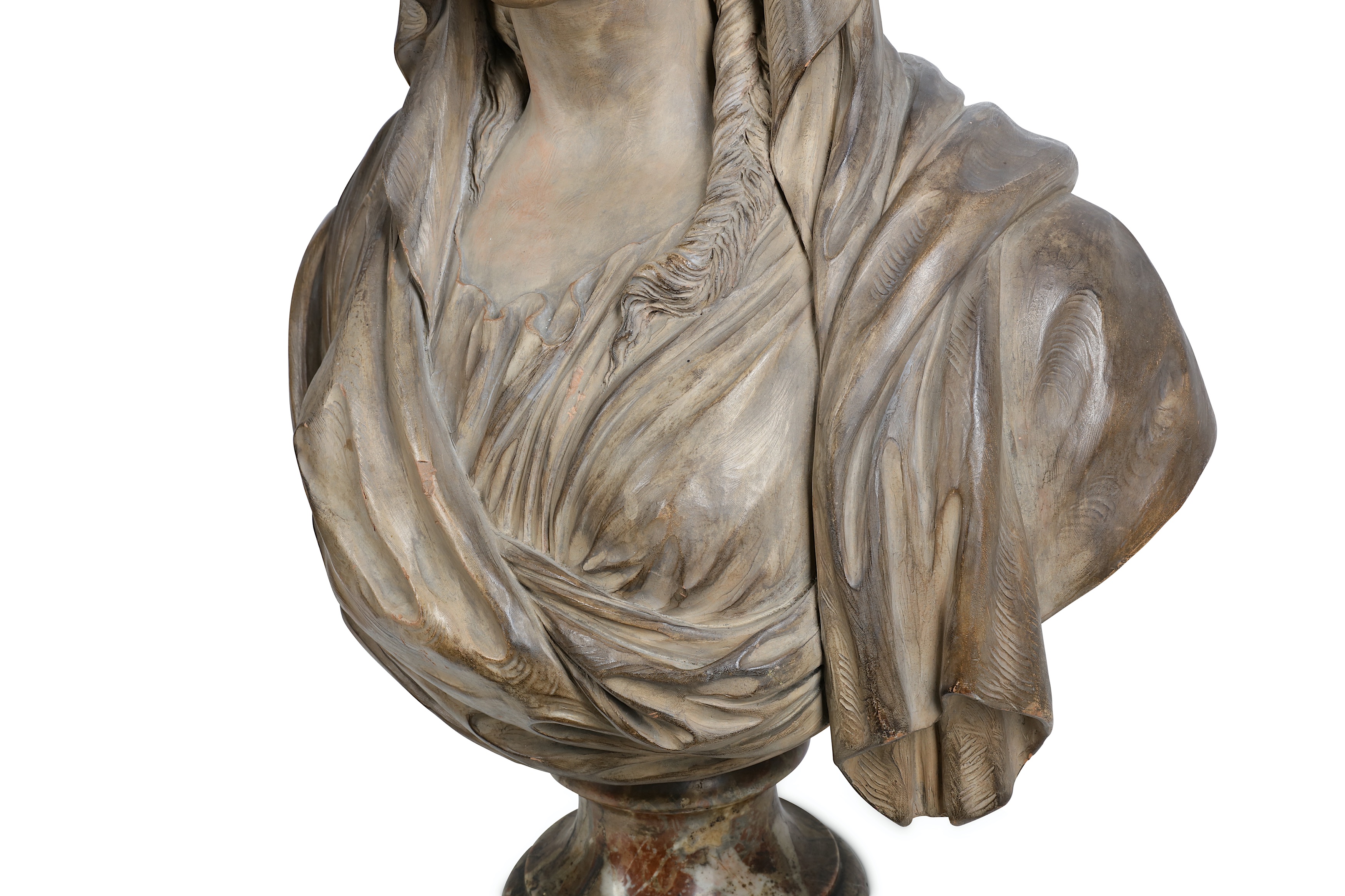 AN EARLY 19TH CENTURY FRENCH TERRACOTTA BUST OF A VESTAL VIRGIN - Image 6 of 8