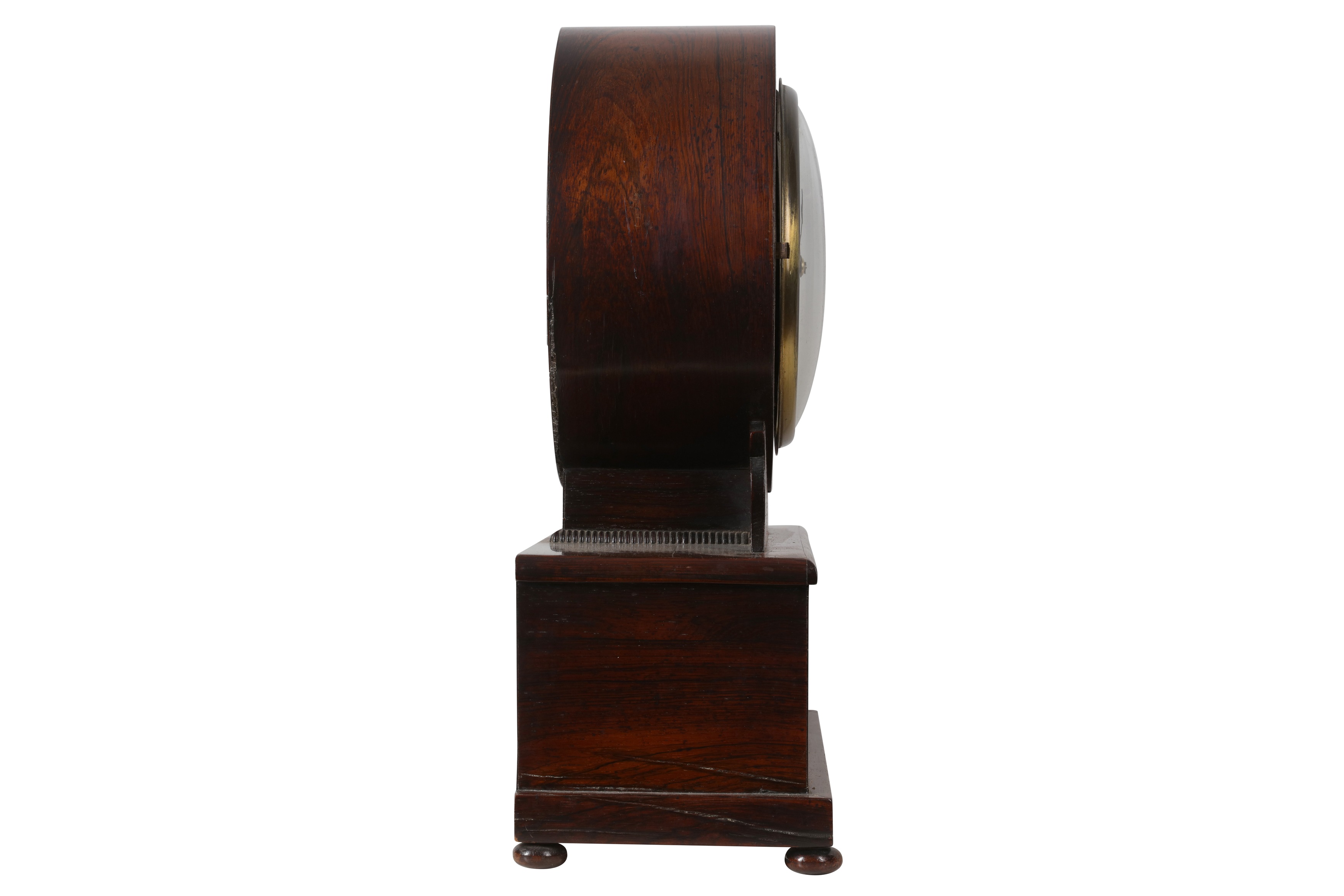 A 19TH CENTURY ENGLISH WILLIAM IV PERIOD ROSEWOOD AND INLAID CUT BRASS INLAID DIAL CLOCK - Image 2 of 6