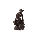 A LATE 19TH CENTURY FRENCH PATINATED BRONZE FIGURE OF MERCURY AFTER A MODEL BY JEAN - BAPTISTE