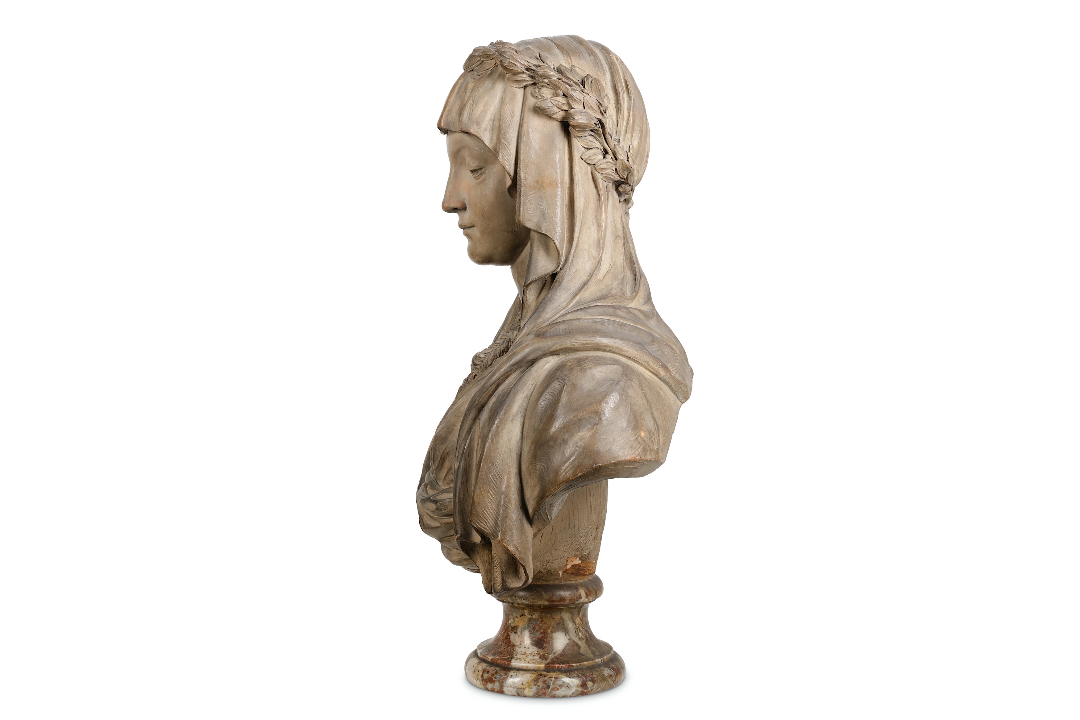 AN EARLY 19TH CENTURY FRENCH TERRACOTTA BUST OF A VESTAL VIRGIN - Image 2 of 8