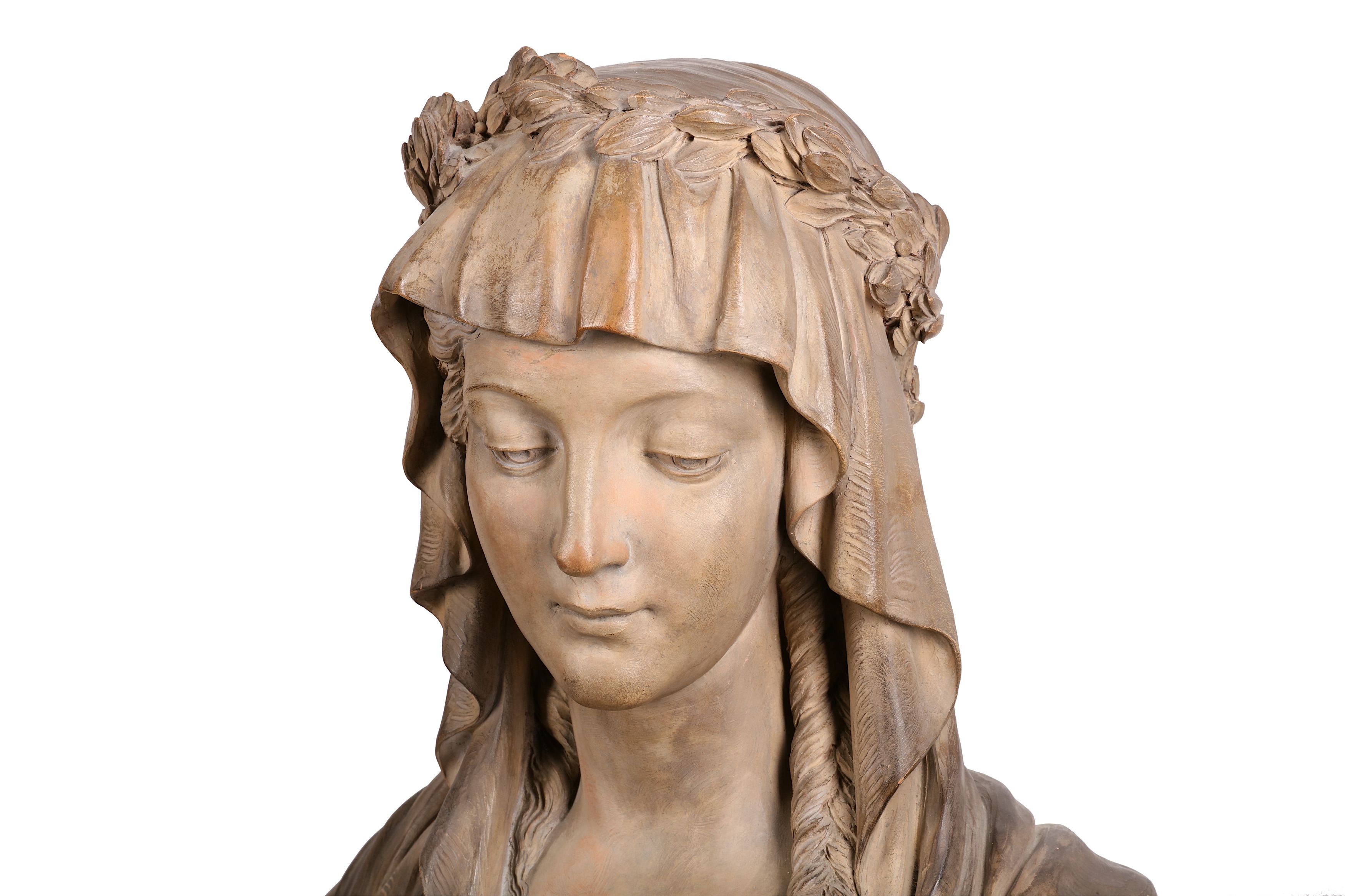 AN EARLY 19TH CENTURY FRENCH TERRACOTTA BUST OF A VESTAL VIRGIN - Image 5 of 8