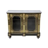 A THIRD QUARTER 19TH CENTURY NAPOLEON III EBONISED, GILT BRONZE AND CUT BRASS MOUNTED CABINET IN