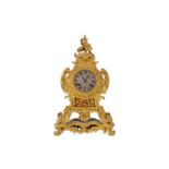 A SECOND QUARTER 19TH CENTURY FRENCH GILT BRONZE MANTEL CLOCK