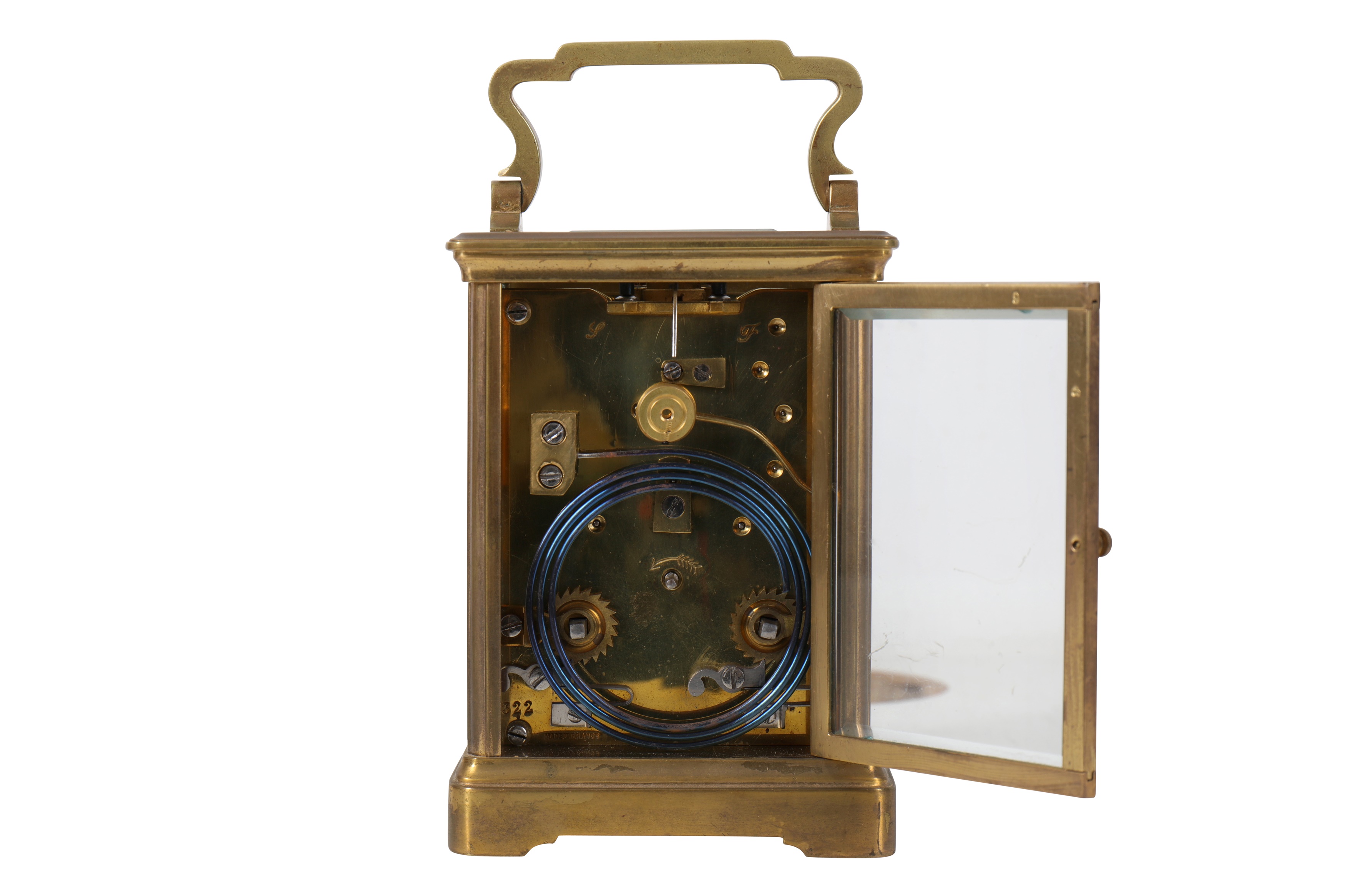 A LATE 19TH CENTURY FRENCH BRASS CARRIAGE CLOCK - Image 4 of 6