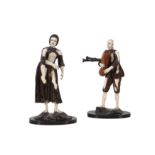 A PAIR OF 18TH CENTURY FRUITWOOD AND IVORY FIGURES OF PEASANTS ATTRIBUTED TO VIET GRAUPPENSBURG