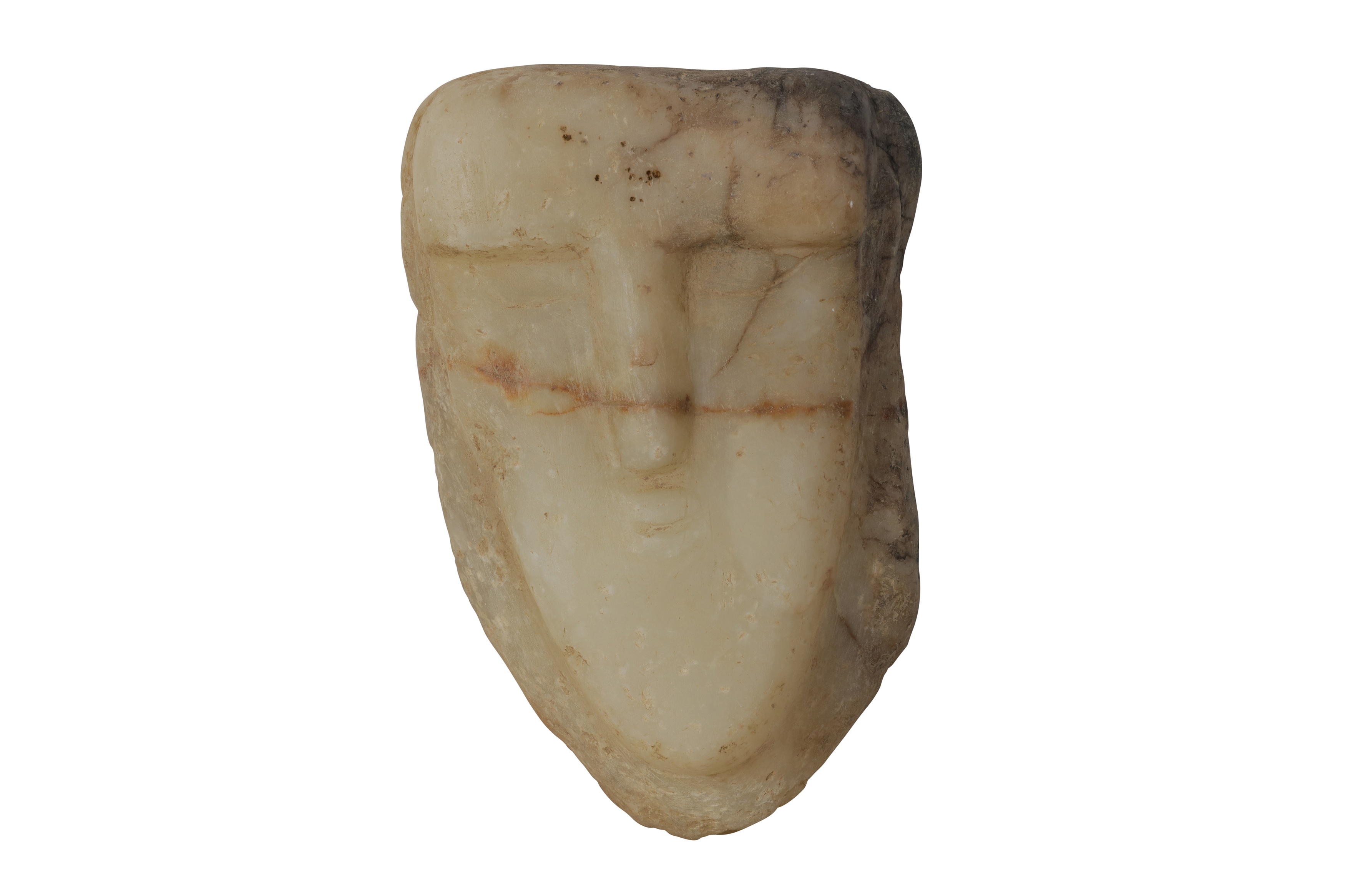 A SOUTH ARABIAN ALABASTER HEAD OF A MAN, CIRCA 1ST CENTURY B.C.- 1ST CENTURY A.D.