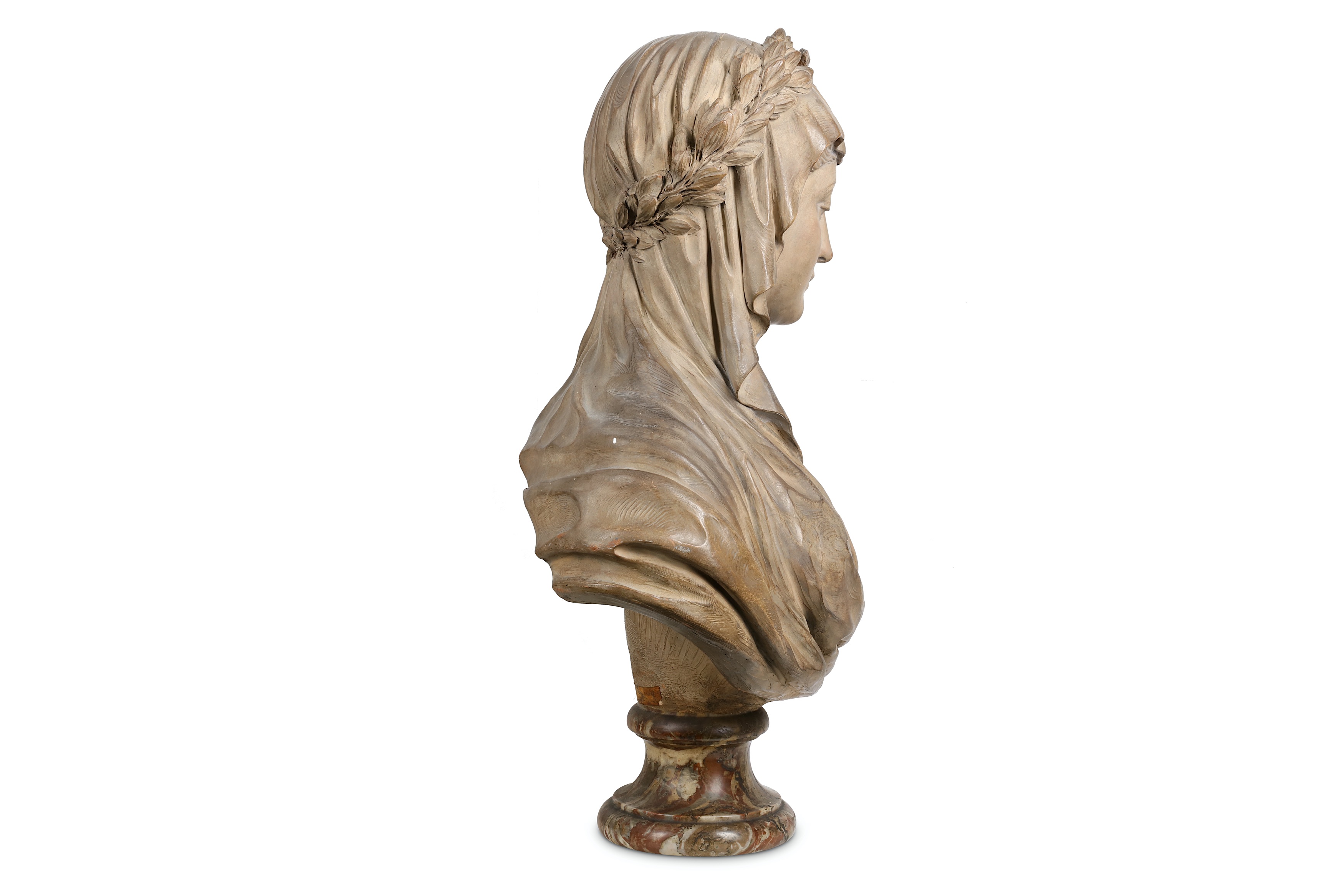 AN EARLY 19TH CENTURY FRENCH TERRACOTTA BUST OF A VESTAL VIRGIN - Image 4 of 8