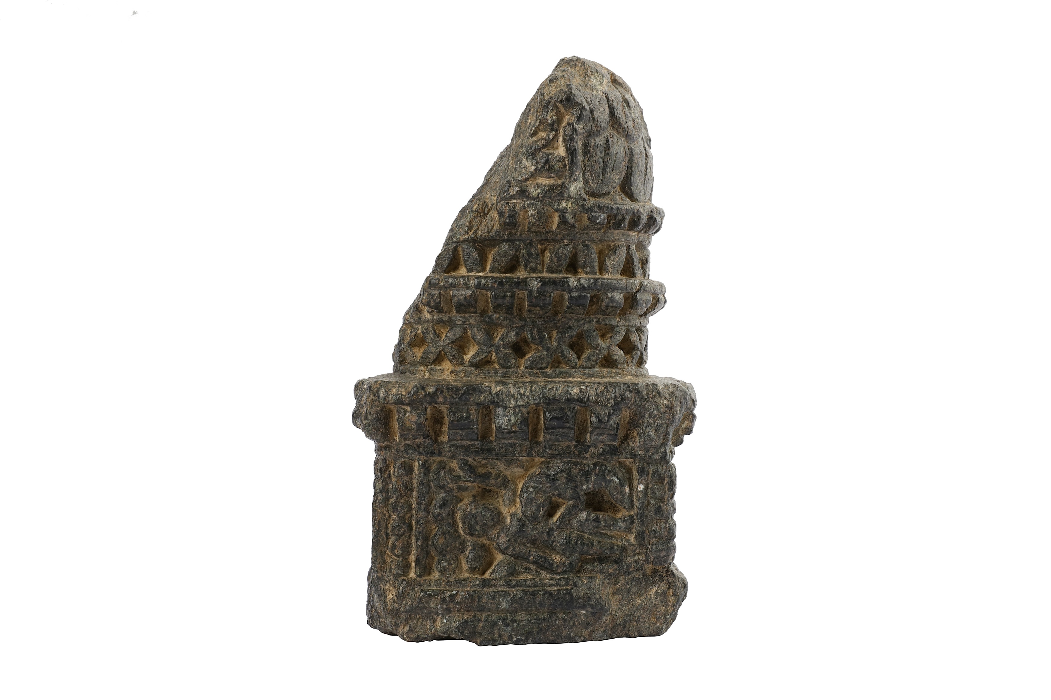 A DARK SCHIST CARVING OF A VOTIVE STUPA - Image 4 of 5