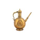 A LARGE INDIAN BRASS AFTABA (WATER EWER)