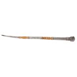 λ A SILVER AND IVORY SWAGGER STICK