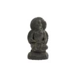 A GREY SCHIST HALOED BODHISATTVA IN MEDITATION