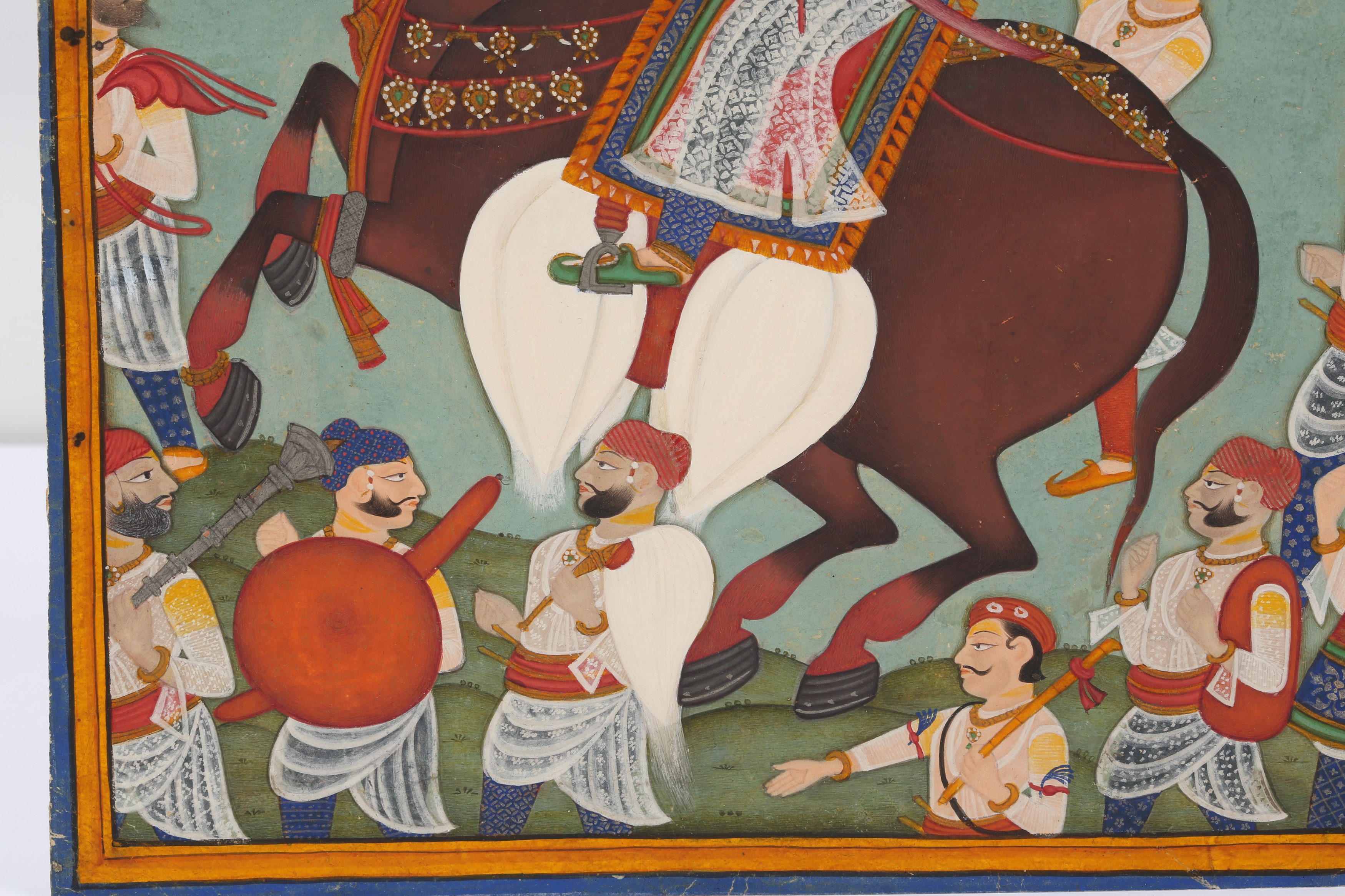 AN EQUESTRIAN PORTRAIT OF MAHARAO RAM SINGH OF BUNDI (r. 1821 - 1889) - Image 3 of 4