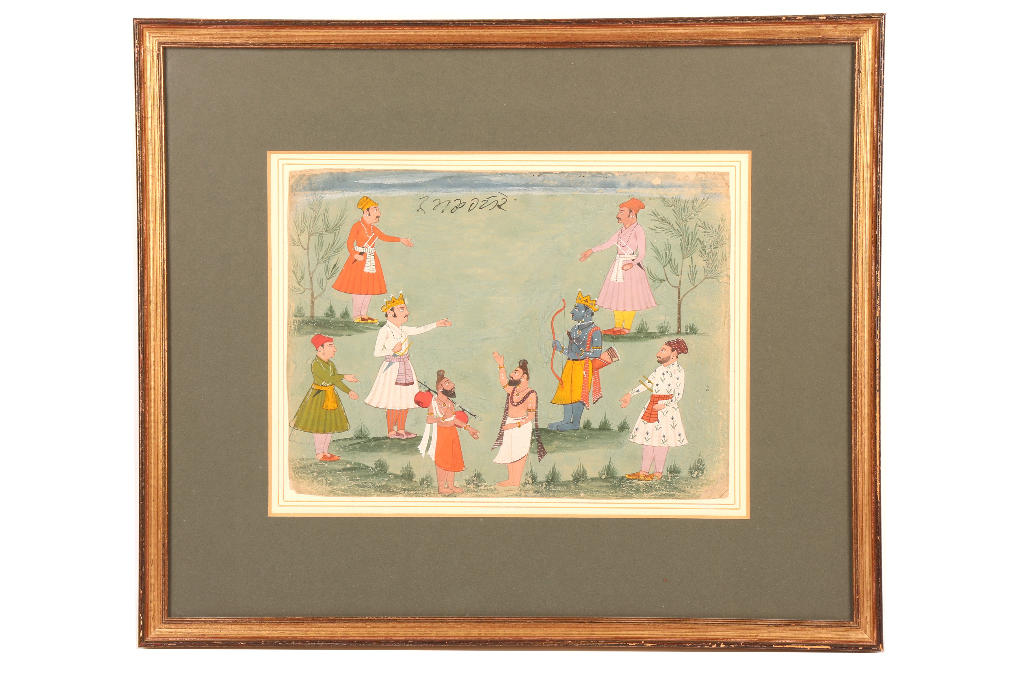 AN ILLUSTRATION FROM A RAMAYANA SERIES: RAMA AND BHARATA MEETING IN THE FOREST - Image 2 of 4