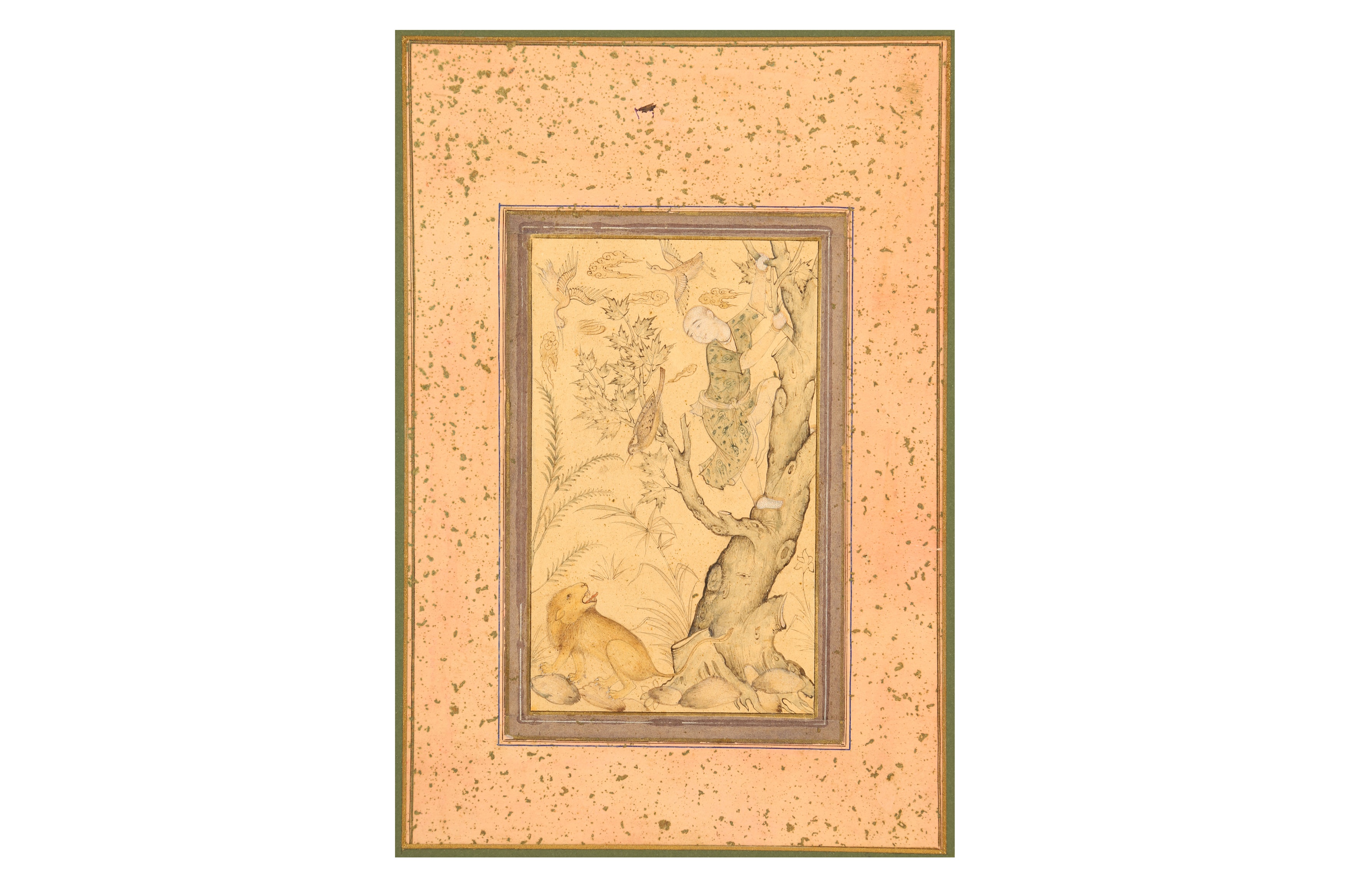 A LACQUERED SAFAVID-REVIVAL TINTED DRAWING