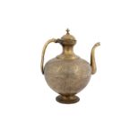 A LARGE KASHMIRI BRASS EWER