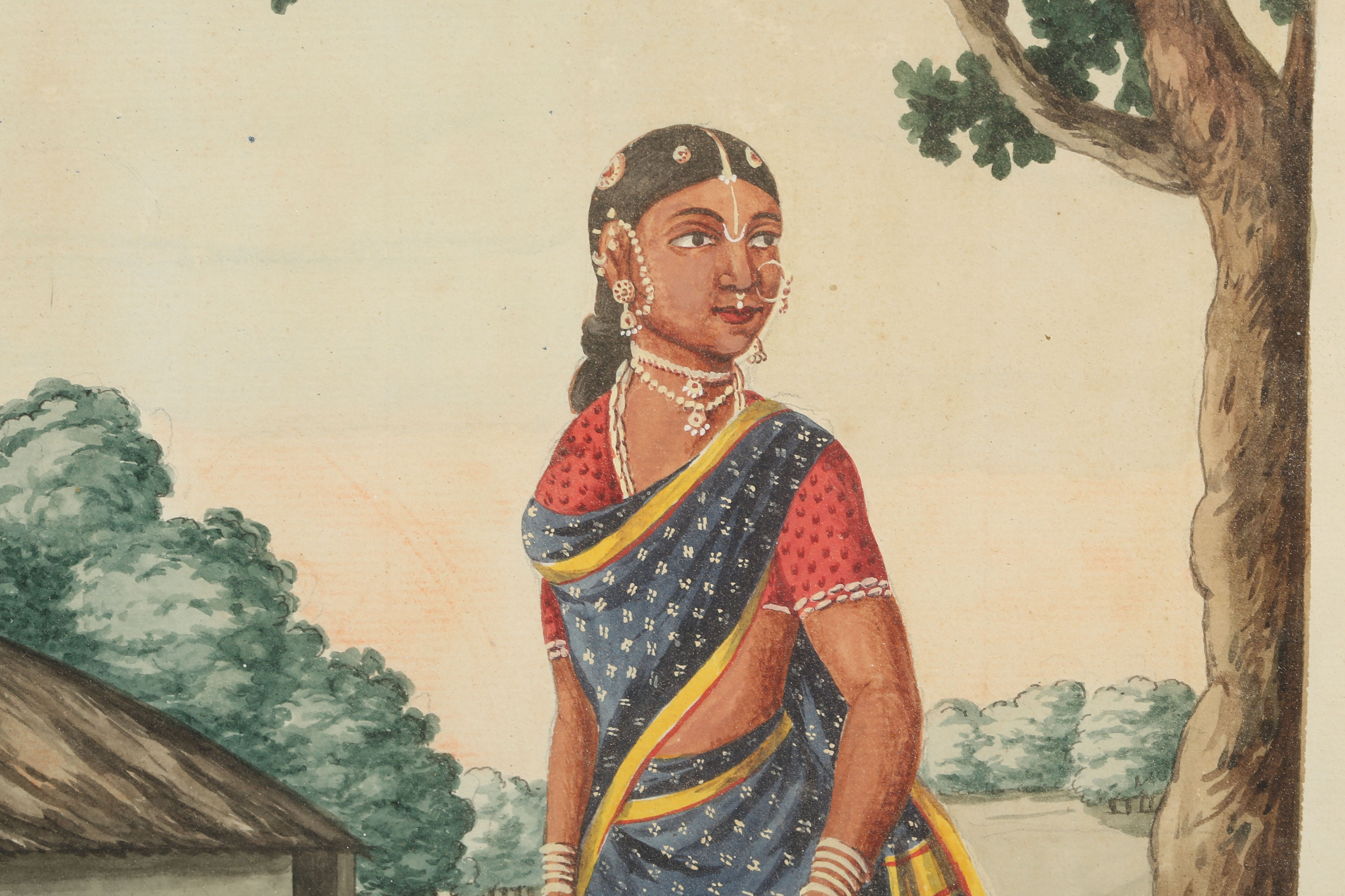 FOUR WATERCOLOURS OF SOUTH INDIAN VILLAGERS AND A CHRISTIAN PRIEST - Image 6 of 10