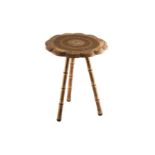 A SMALL LACQUERED PAPIER-MÂCHÉ WOODEN TRIPOD SIDE TABLE