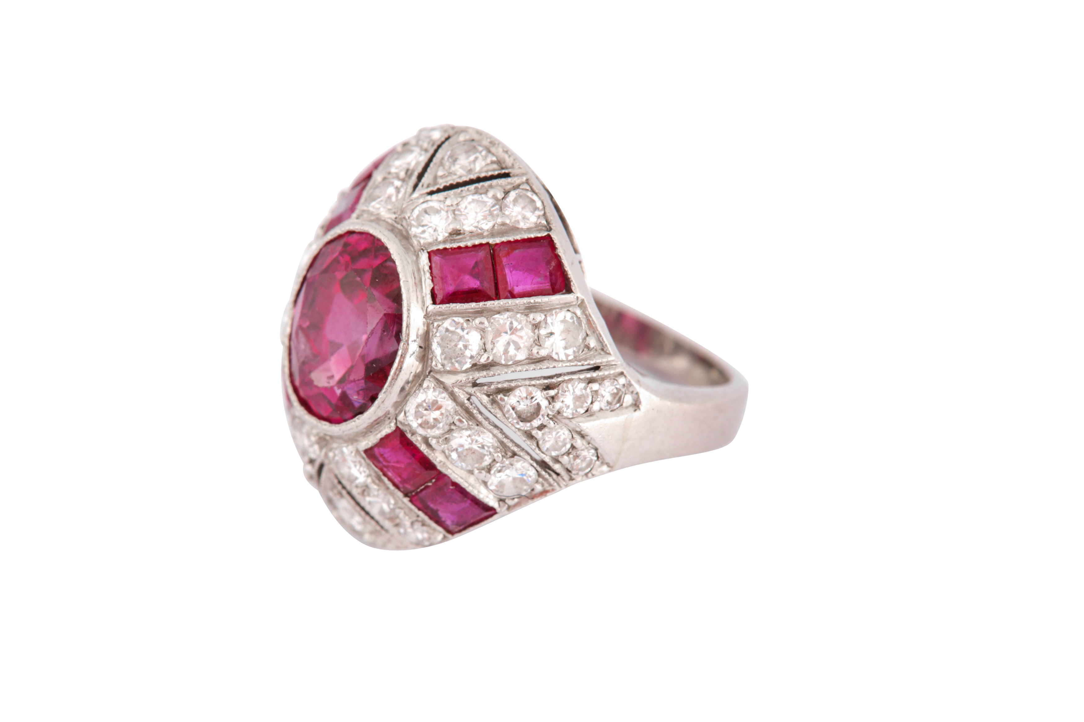 A ruby and diamond bombé ring, circa 1950 - Image 4 of 6