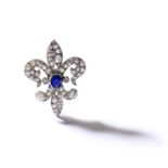 A fleur-de-lys sapphire and diamond brooch, circa 1890