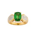 A green garnet and diamond ring