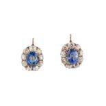 A pair of sapphire and diamond cluster earrings, late 19th century