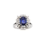 A sapphire and diamond dress ring, circa 1965