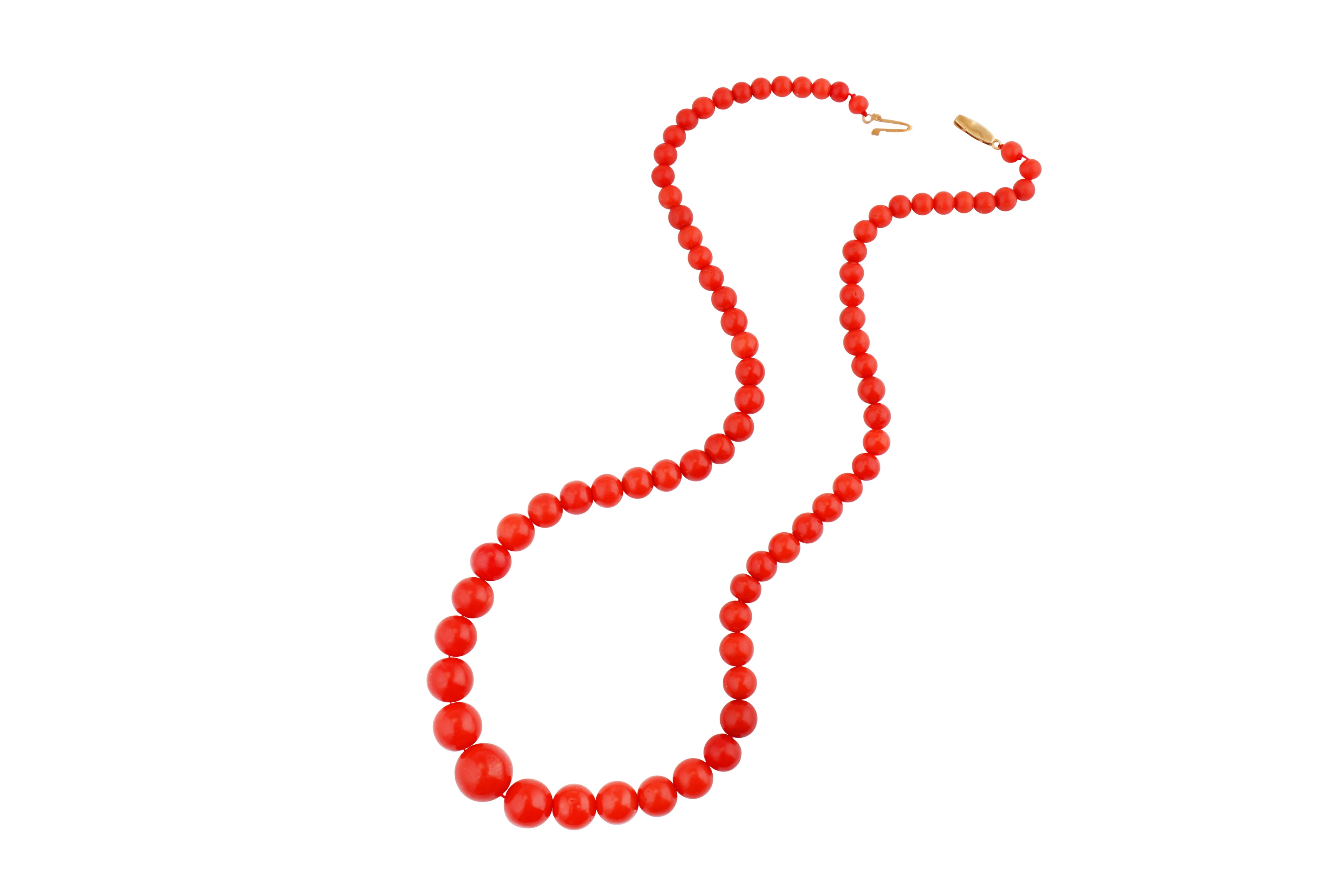 λ Two coral bead necklaces