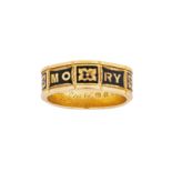 A gold and enamel mourning ring, 1869-70