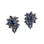 A pair of sapphire and diamond earrings