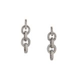 A pair of diamond pendant earrings