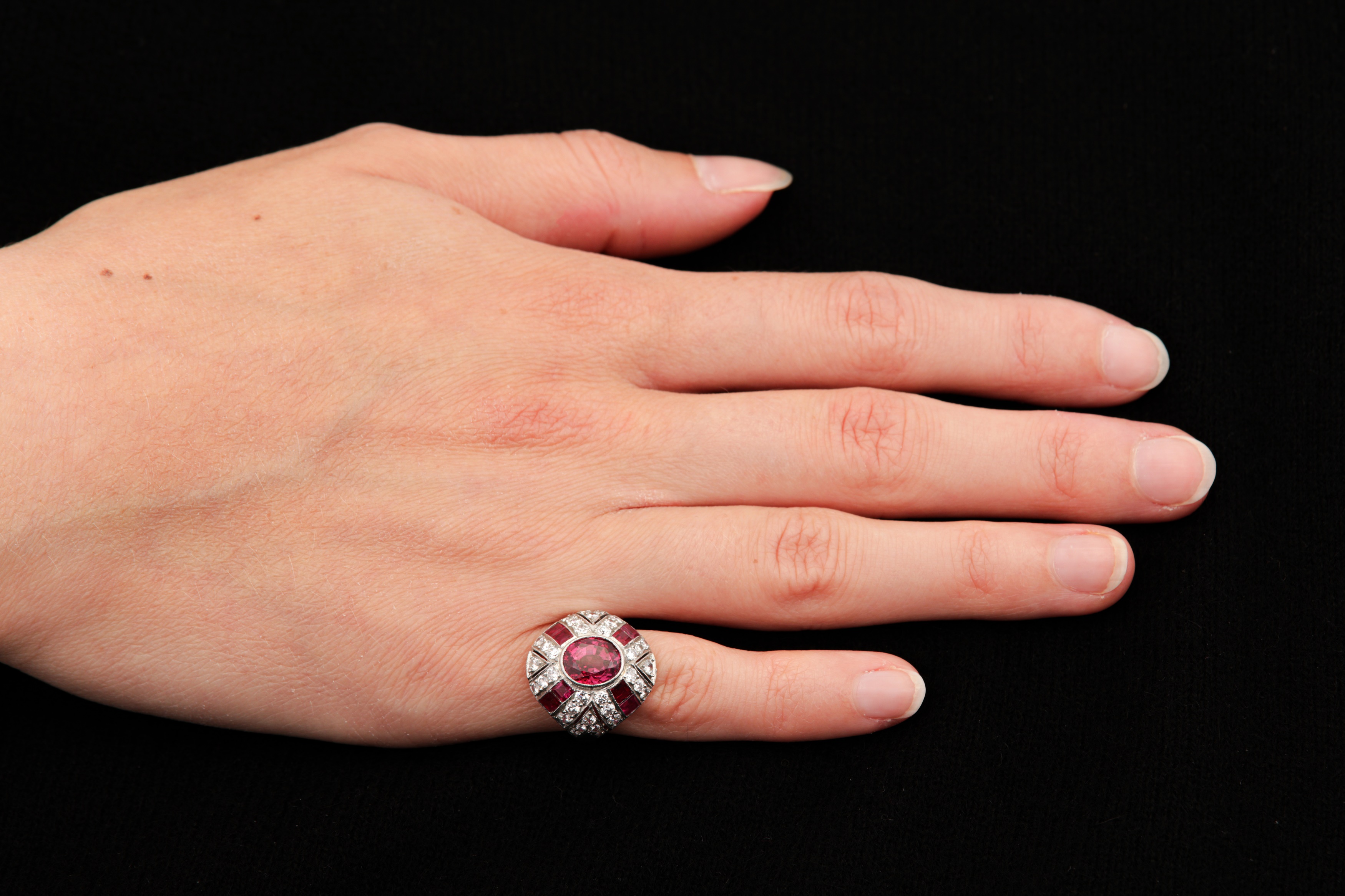 A ruby and diamond bombé ring, circa 1950 - Image 6 of 6