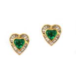 A pair of emerald and diamond earclips, by H. Stern