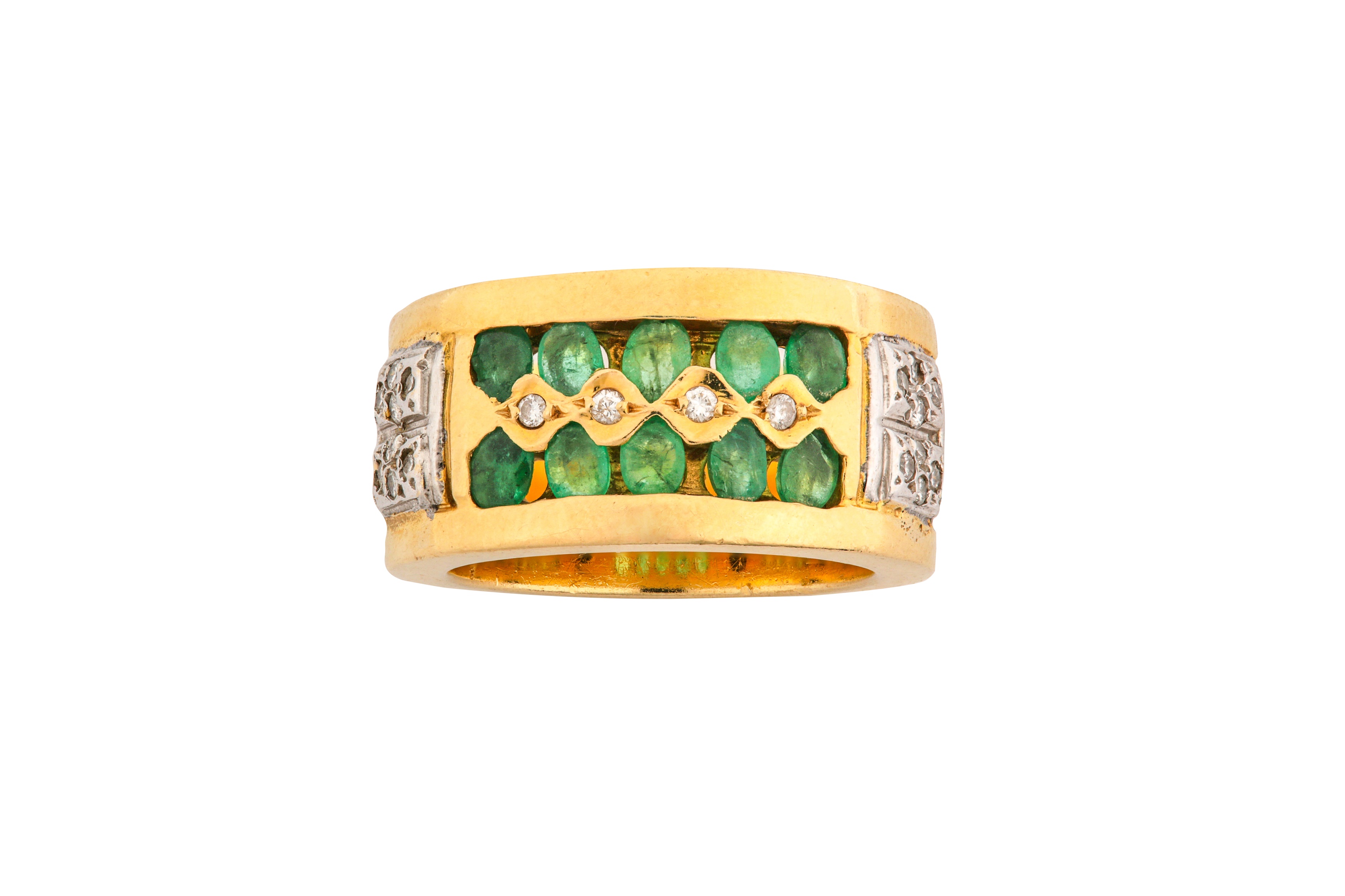 An emerald and diamond bangle, earrings, and ring suite - Image 8 of 8