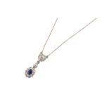An early 20th century sapphire and diamond pendant necklace