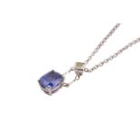 A sapphire and diamond pendant necklace