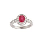 A ruby and diamond cluster ring