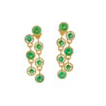 A pair of emerald and diamond earrings