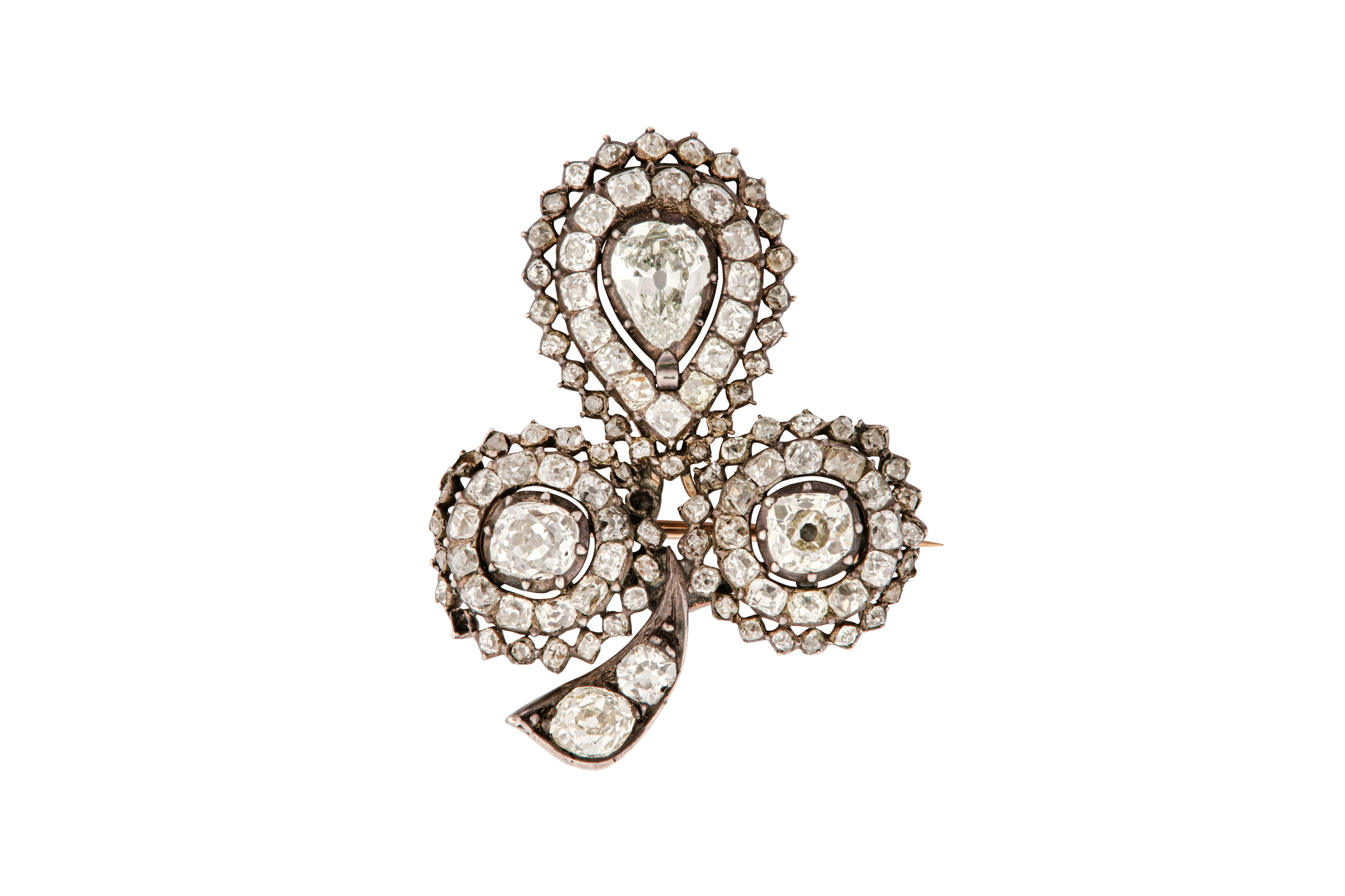 A diamond clover brooch