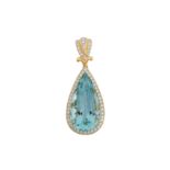 An aquamarine and diamond pendant