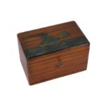 A WWI PRISONER OF WAR NAVAL INTEREST PAINTED WOODEN CUFFLINK BOX