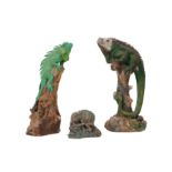 THREE MODERN LIZARD FIGURES