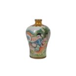A 20TH CENTURY CHINESE FAMILLE ROSE EROTIC MINIATURE VASE