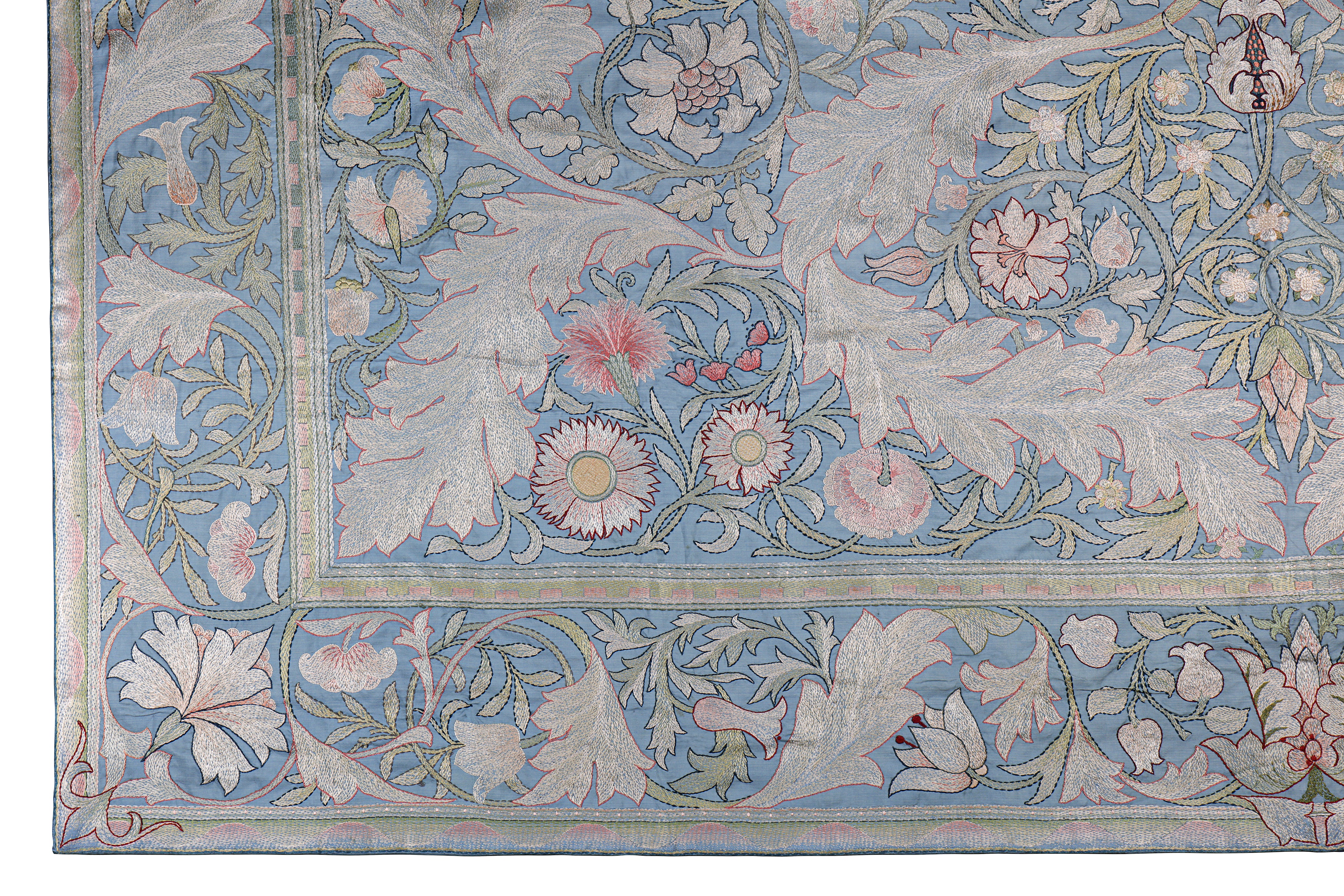 WILLIAM MORRIS (1834 - 1896); An Arts & Crafts embroidered silkwork panel circa 1880's - Image 7 of 18