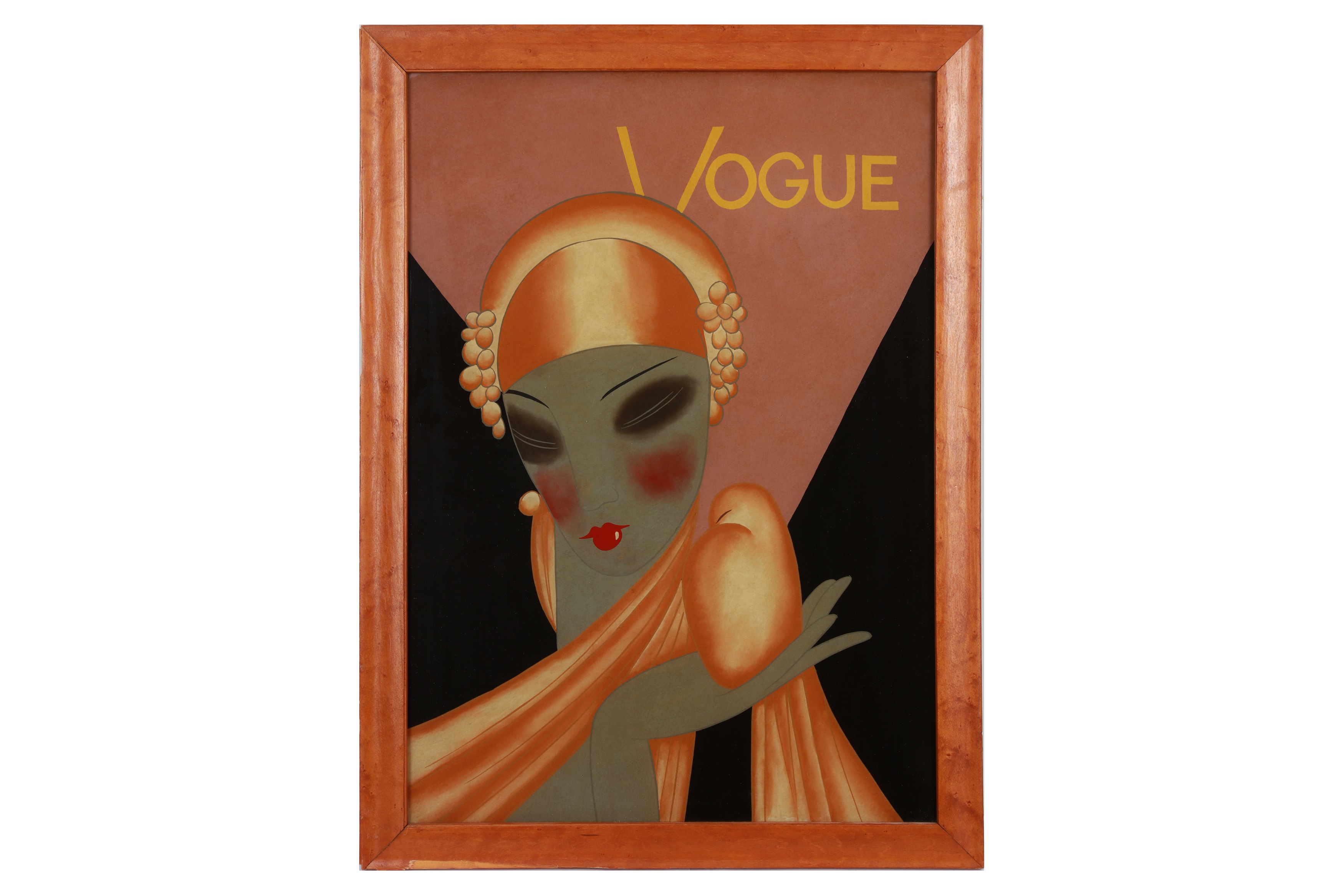 VOGUE: an Art Deco style reverse painting on glass